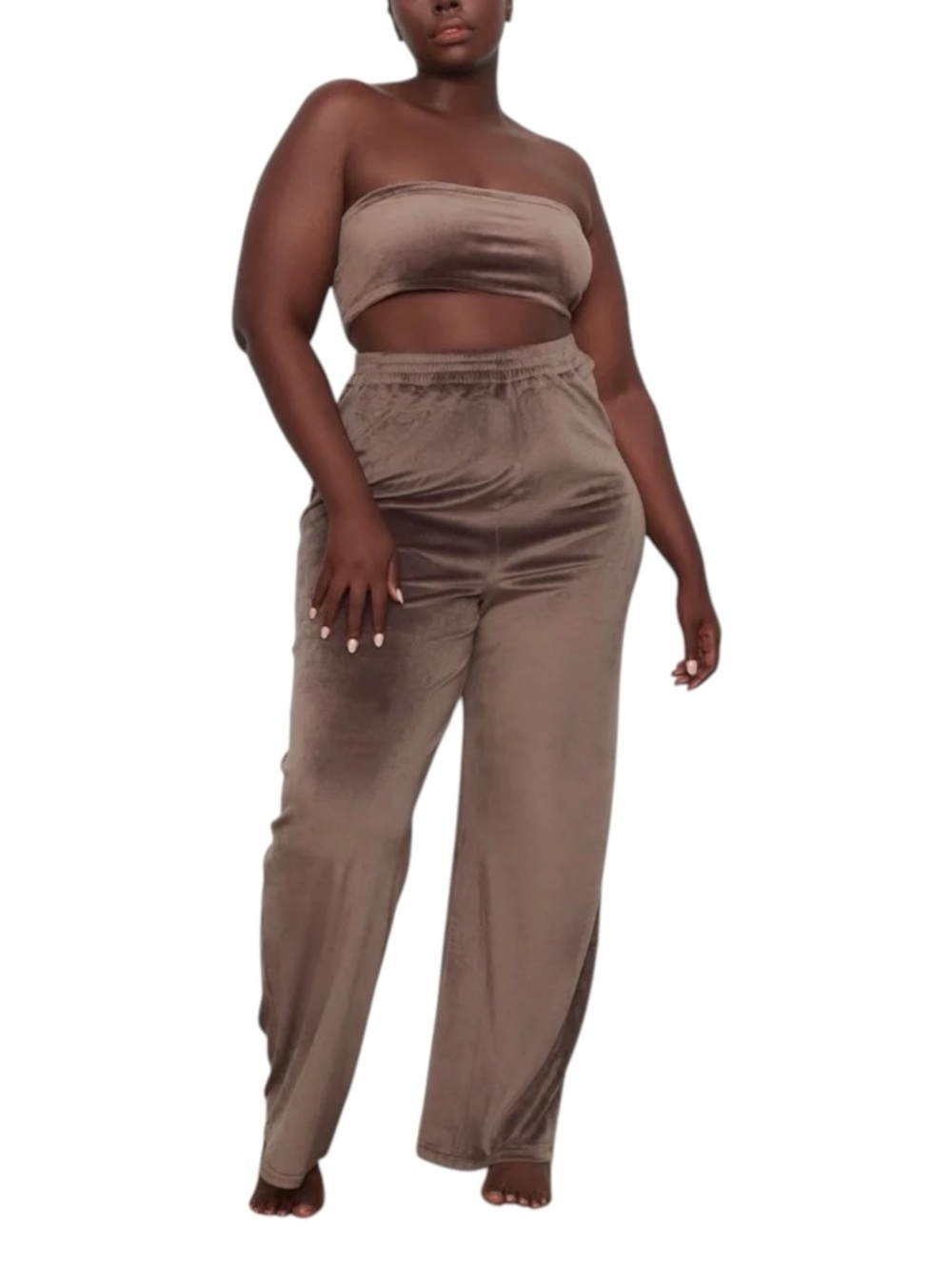SKIMS Velour Bandeau Amethyst Brown Women's Medium Y2K Bra NWT